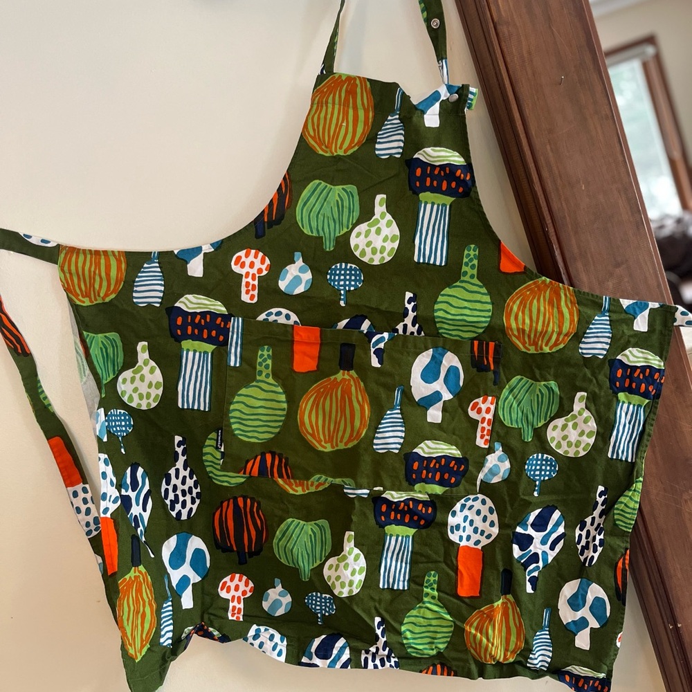 Marimekko Green and Orange Patterned Fabric